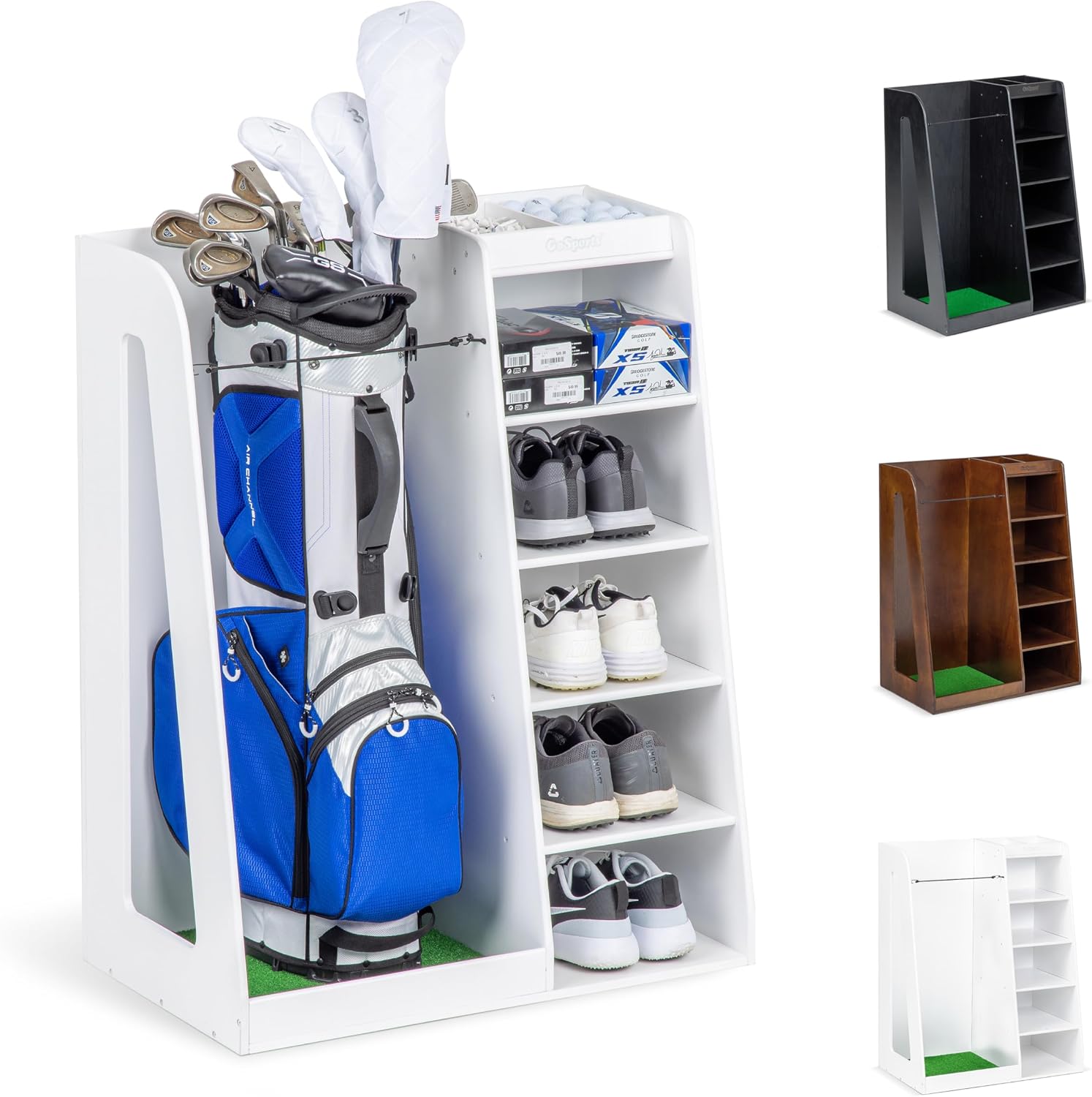 Golf Equipment Organizer For Garage - Premium Ahşap Golf Çantası Saklama Rafı