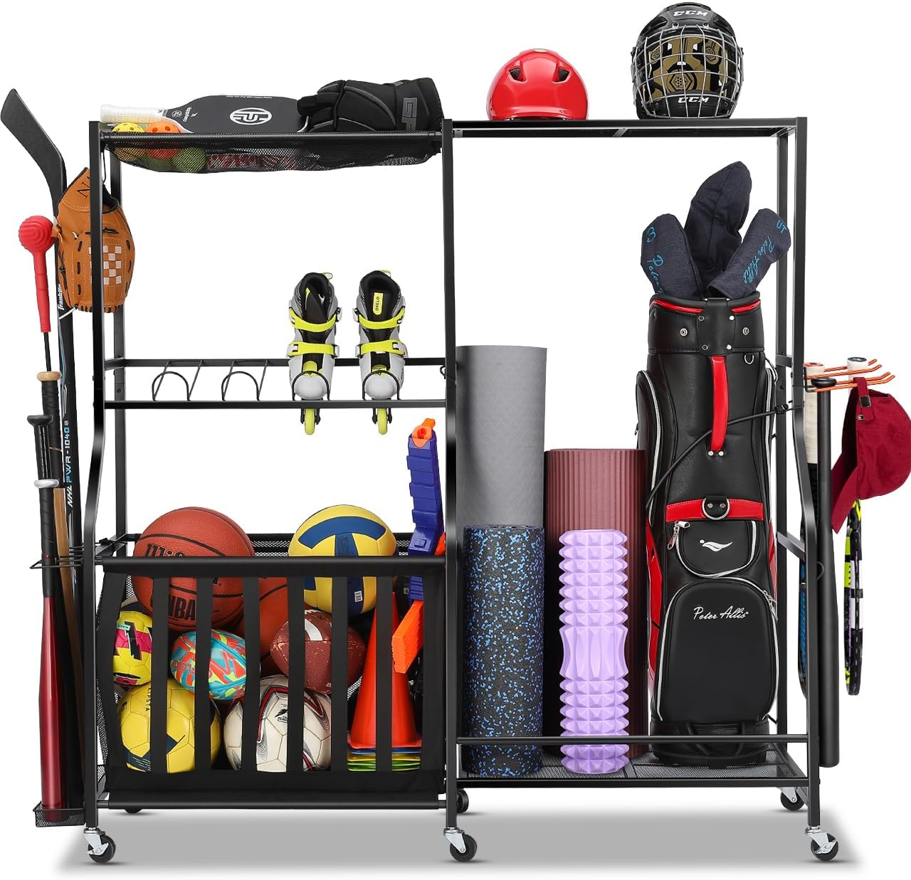 Golf Equipment Organizer For Garage - Tekerlekli Garaj Spor Ekipmanları Düzenleyici Golf