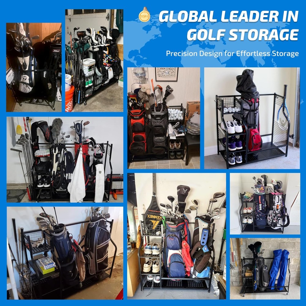 Golf Equipment Organizer For Garage - Ekstra Büyük Golf Çantası Saklama Standı