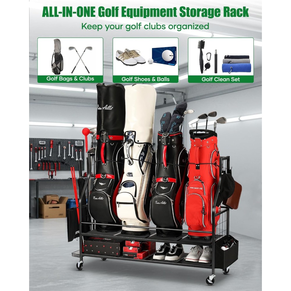 Tekerlekli Golf Çantası Saklam - Golf Equipment Organizer For Garage incelemesi ve fiyatı