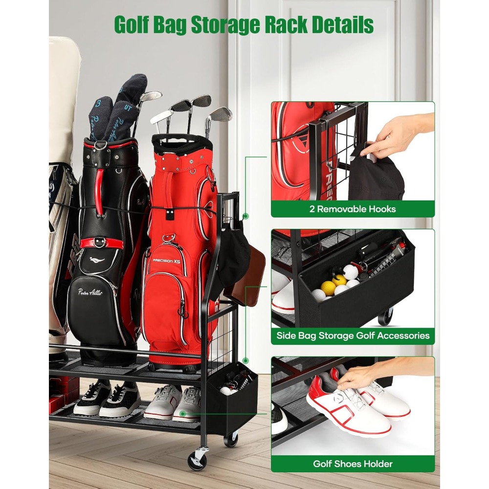 Tekerlekli Golf Çantası Saklam - Golf Equipment Organizer For Garage incelemesi ve fiyatı
