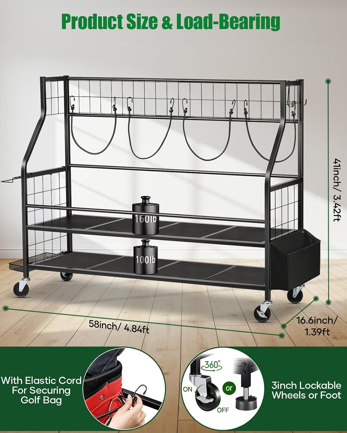 Metal Golf Çantası Saklama Gar - Golf Equipment Organizer For Garage incelemesi ve fiyatı