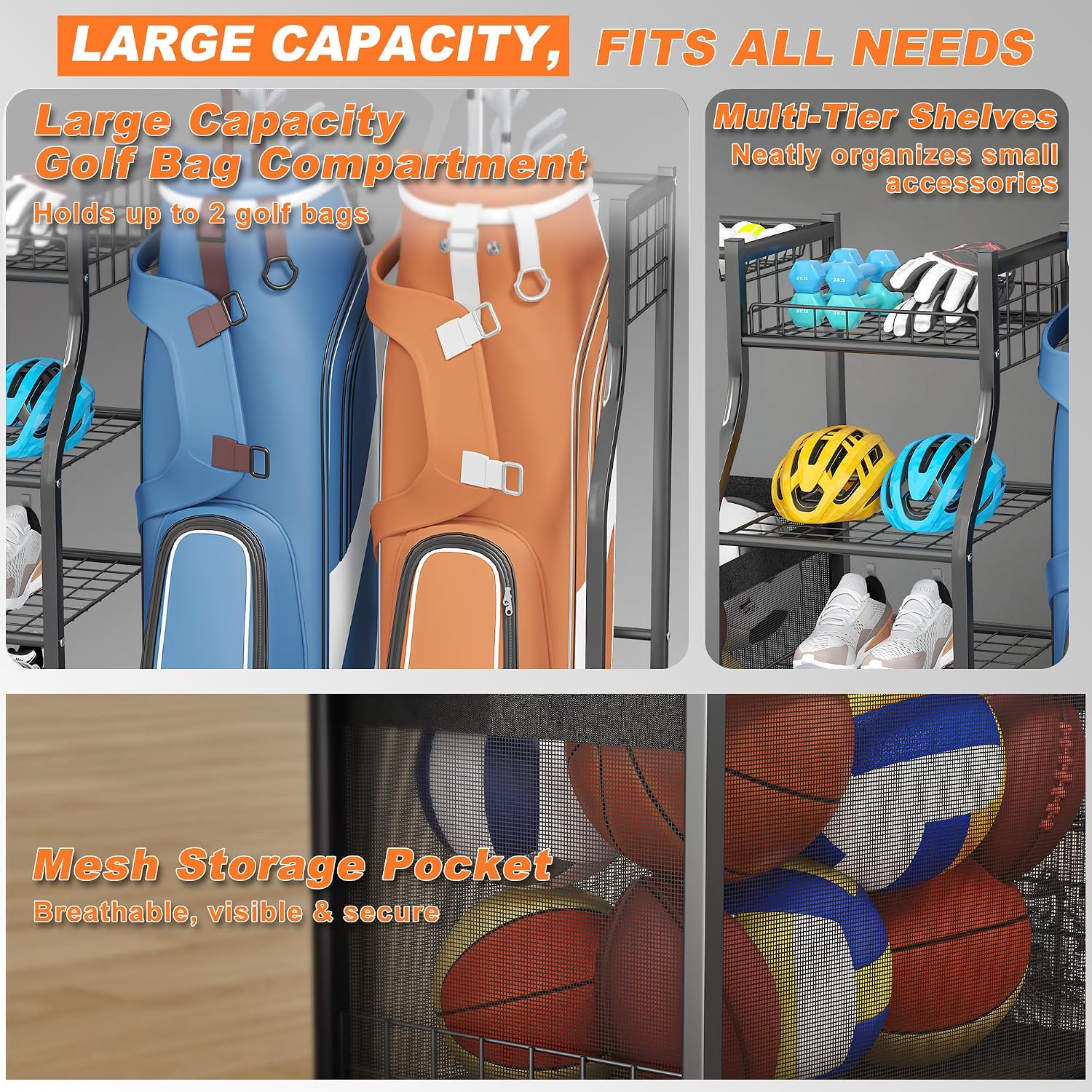Golf Çantası Saklama Rafı Düze - Golf Equipment Organizer For Garage incelemesi ve fiyatı