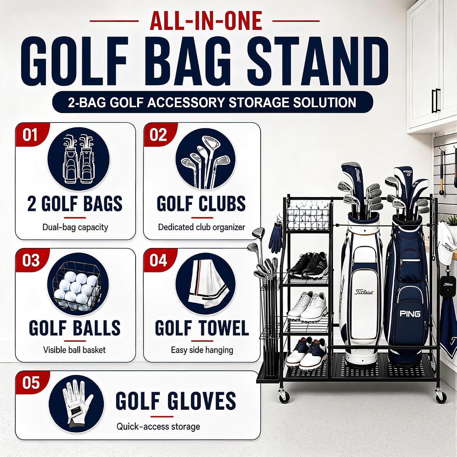 Ağır Hizmet Tipi Golf Çantası  - Golf Equipment Organizer For Garage incelemesi ve fiyatı