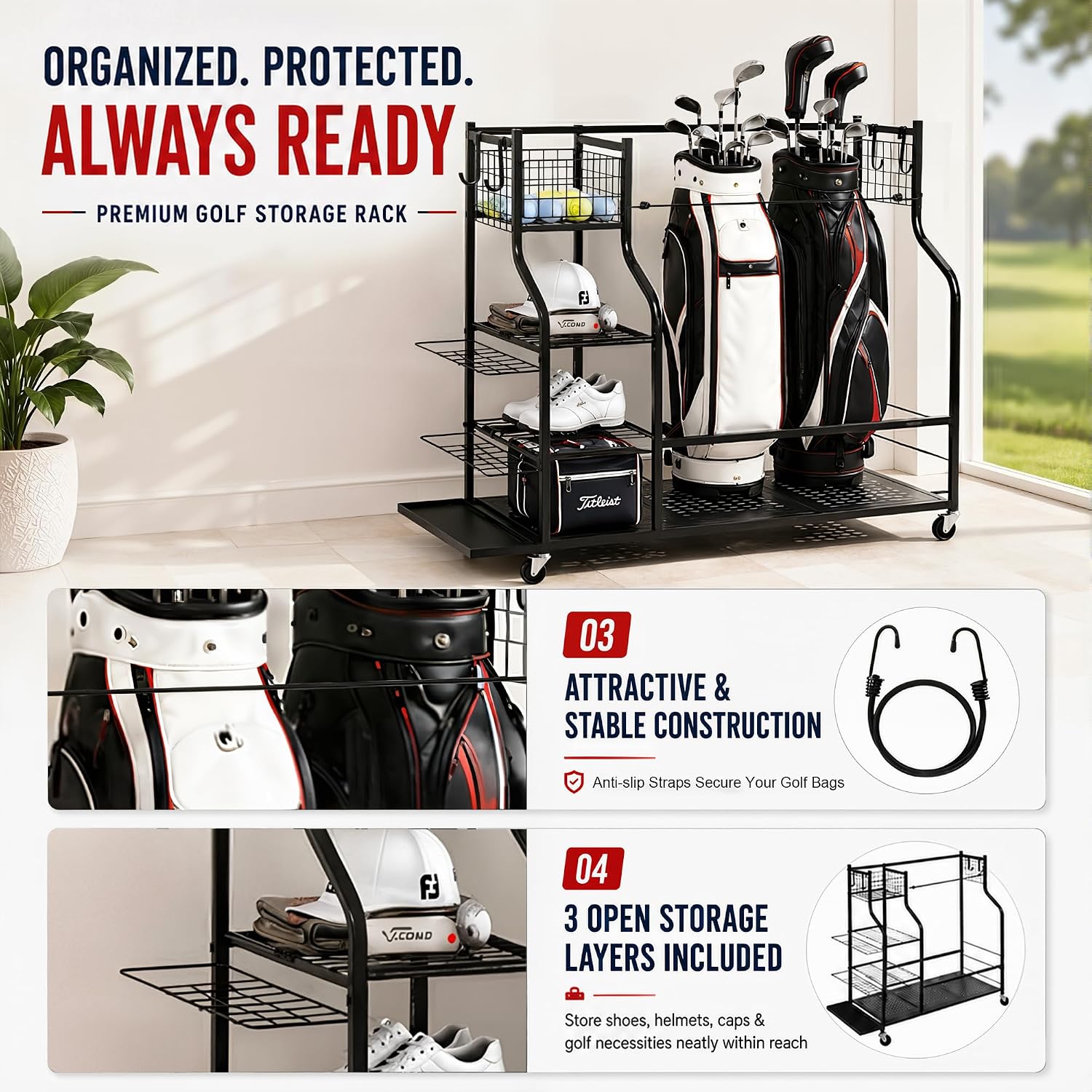 Ağır Hizmet Tipi Golf Çantası  - Golf Equipment Organizer For Garage incelemesi ve fiyatı