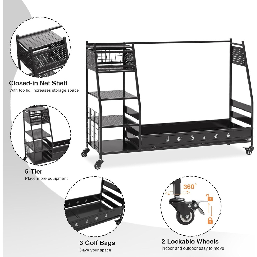 Golf Çantası Saklama Rafı Stan - Golf Equipment Organizer For Garage incelemesi ve fiyatı