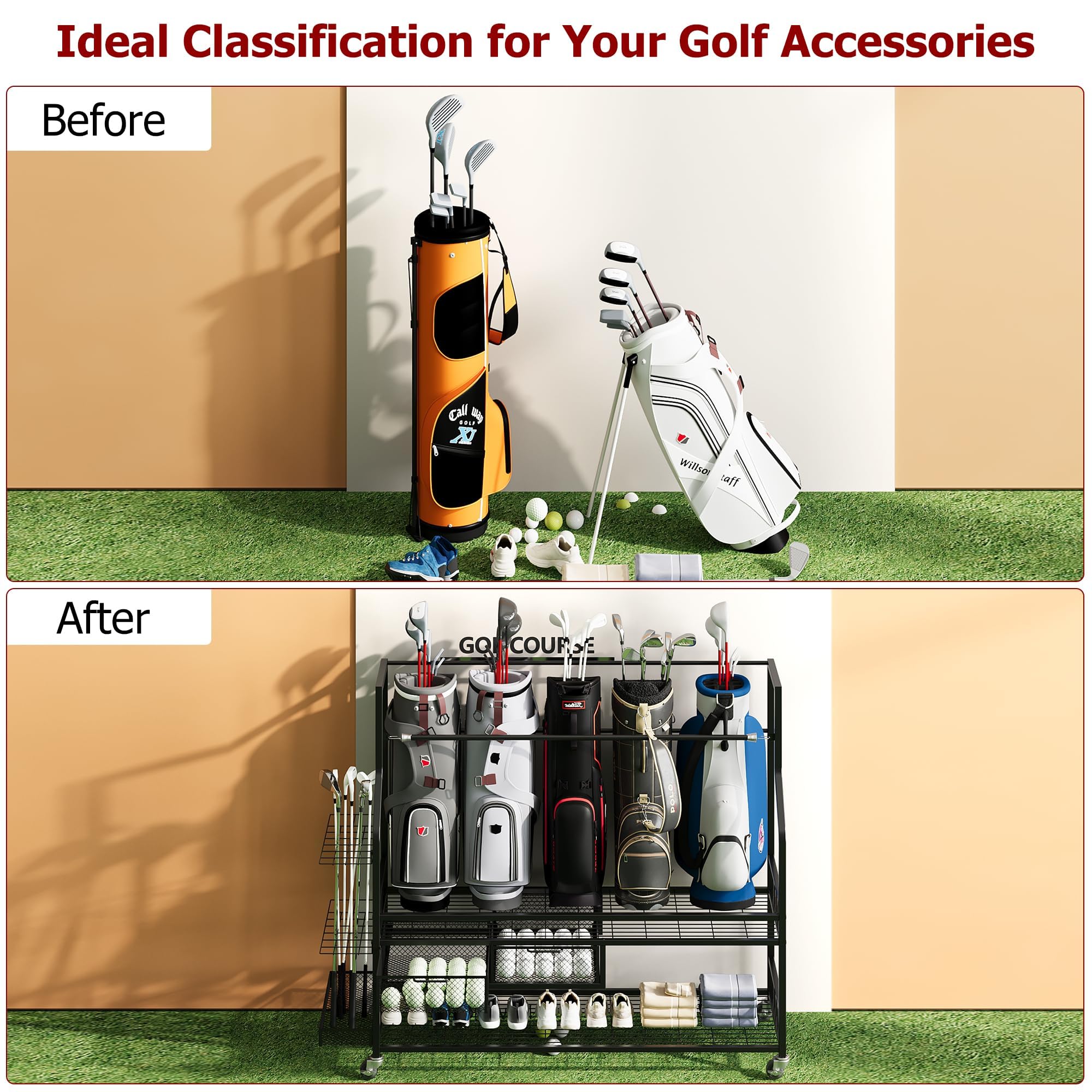 Garaj için Golf Çantası Saklam - Golf Equipment Organizer For Garage incelemesi ve fiyatı