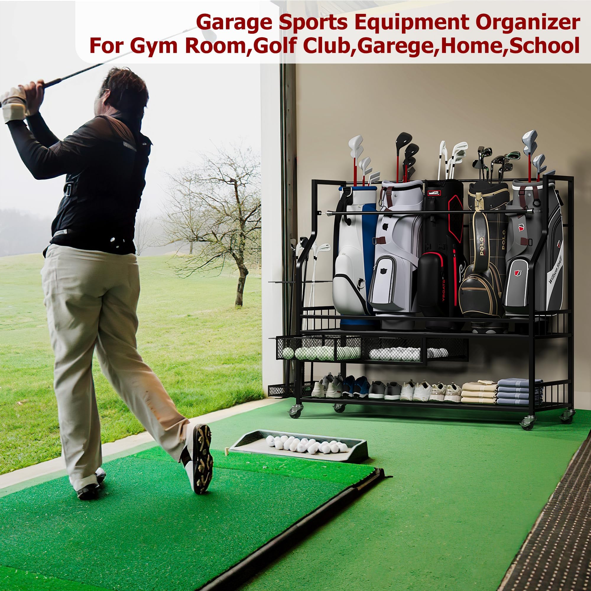 Garaj için Golf Çantası Saklam - Golf Equipment Organizer For Garage incelemesi ve fiyatı